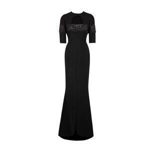 Saiid Kobeisy Jet Black Canton Crepe Mermaid Dress - NWT